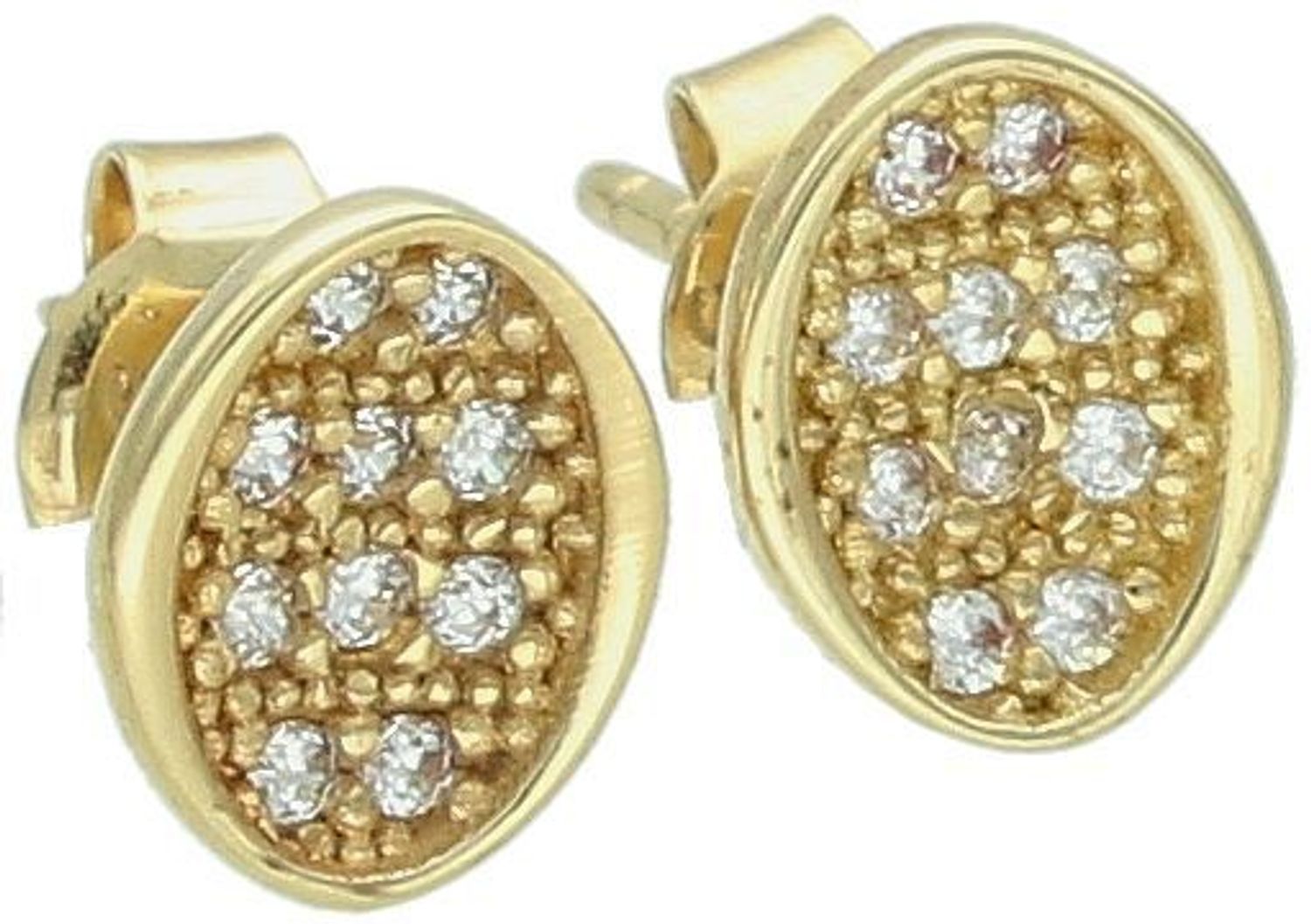 Kolczyki owalne złote 585 z cyrkoniami KL 4358 Takie kolczyki z pewnością spodobają się kobietą, które szukają nowoczesnych dodatków do swoich stylizacji. 1.jpg